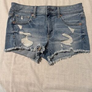American Eagle Outfitters Light Blue Distressed Jean Shorts